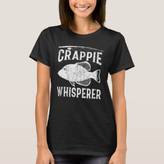 Fishing Crappie Whisperer Black And White Color T-Shirt
