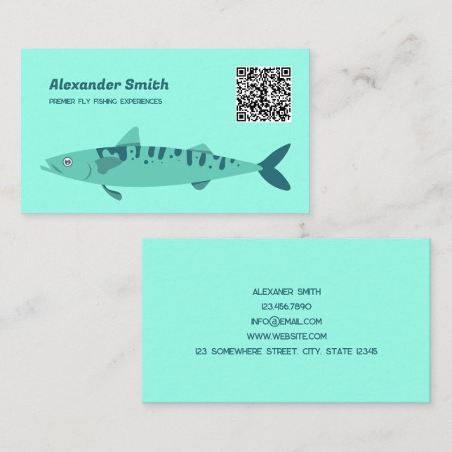 Fishing Custom QR Visitenkarte (Vorne/Hinten)