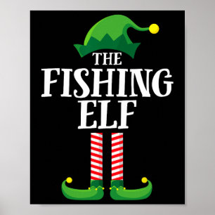 Fishing Elf passende Familiensgruppe Weihnachtsfei Poster