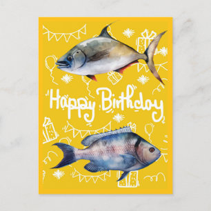 Fishing-Fans Geburtstagsangeln  Postkarte