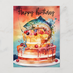 Fishing-Fans Geburtstagsangeln  Postkarte