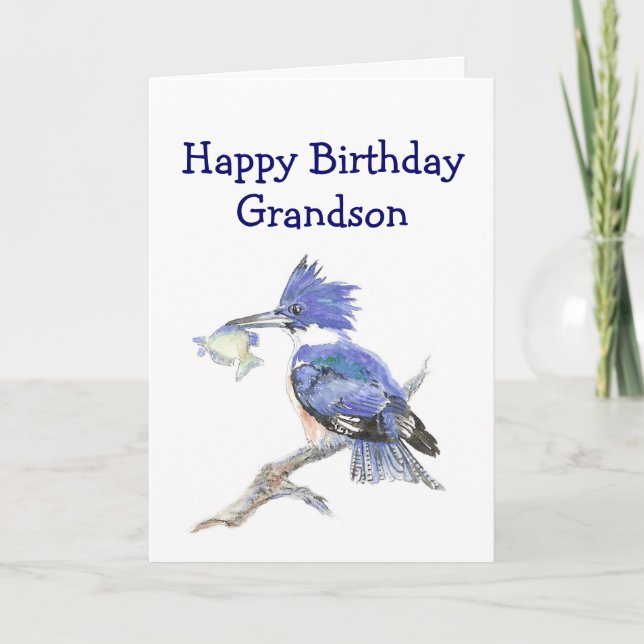 Fishing Grandson  Birthday Humor The Kingfisher Karte (Vorderseite)
