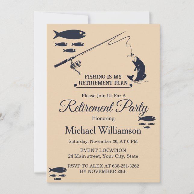 Fishing is my Retirement plan Retired party Einladung (Vorderseite)