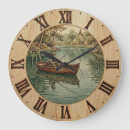 Fishing Lake- Wall Clock Große Wanduhr