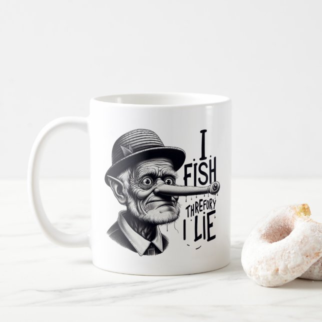 Fishing Lie Joke Mug Kaffeetasse (Mit Donut)