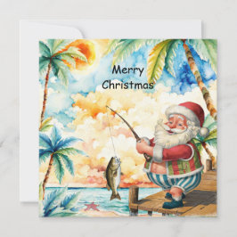 Fishing Lover Santa is Fishing Christmas in July Feiertagskarte