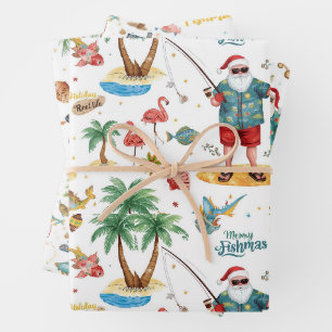 Fishing Lovers Weihnachten mit dem Weihnachtsmann Geschenkpapier Set