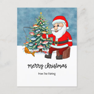Fishing Lovers Weihnachtsurlaub mit Santa Fisch  Feiertagspostkarte