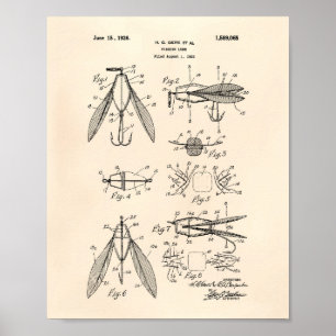 Fishing Lure 1926 Patent Art Old Peper Poster