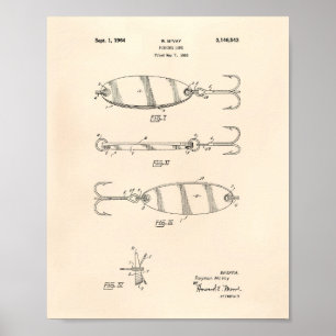 Fishing Lure 1964 Patent Art Old Peper Poster
