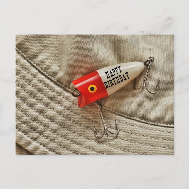 Fishing Lure Happy Birthday Postkarte (Vorderseite)