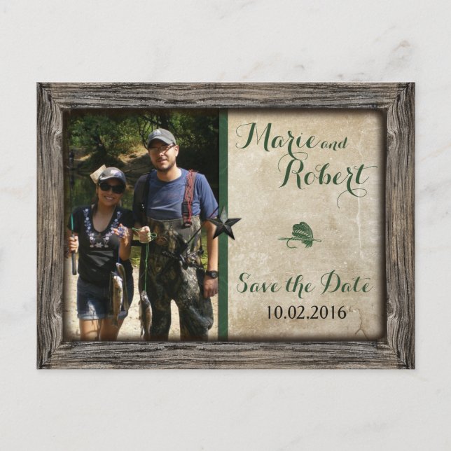 Fishing Lure Wedding Foto Save the Date Postkarte (Vorderseite)