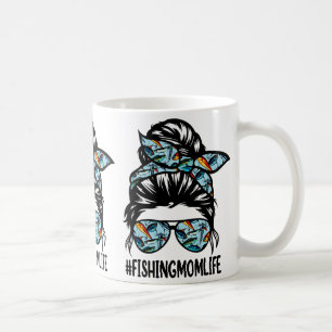 Fishing-Mama-Leben Unordentliche-Bun-Mama Lustige- Kaffeetasse