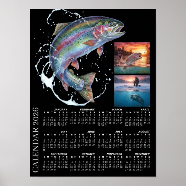 Fishing Photo Calendar 2026, Fly Fishing, Trout Poster (Vorne)