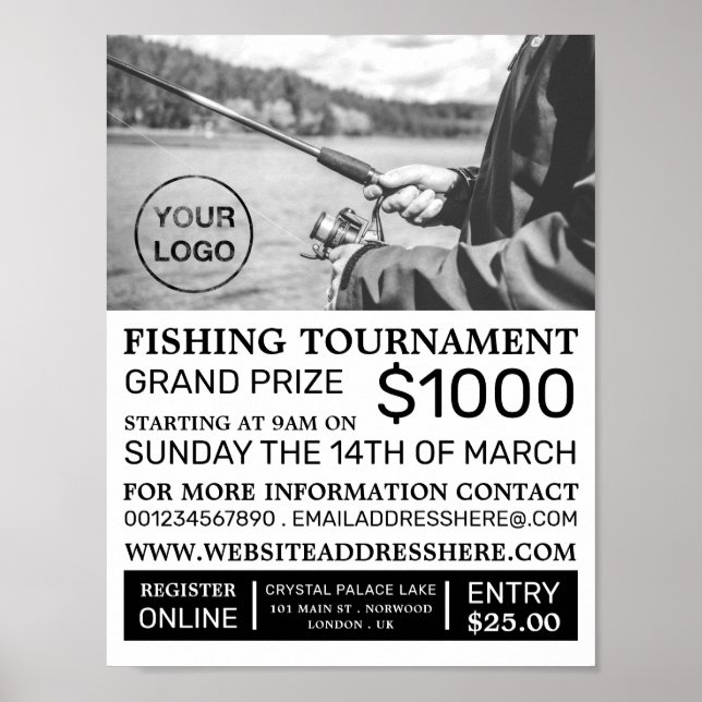 Fishing Portrait, Fishing Tournament Event Advert Poster (Vorne)