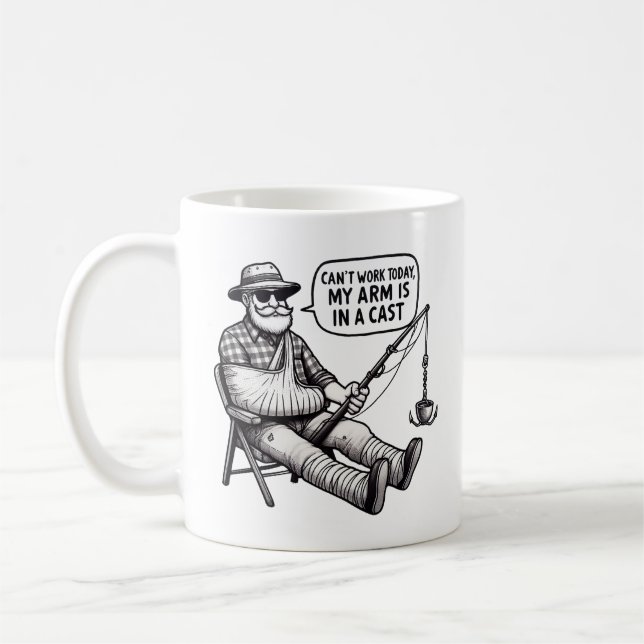 Fishing Pun Mug – Arm’s in a Cast Kaffeetasse (Links)