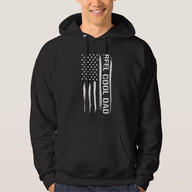 Fishing Reel Cool Dad - American Flag Sayings_1 Hoodie (Vorderseite)
