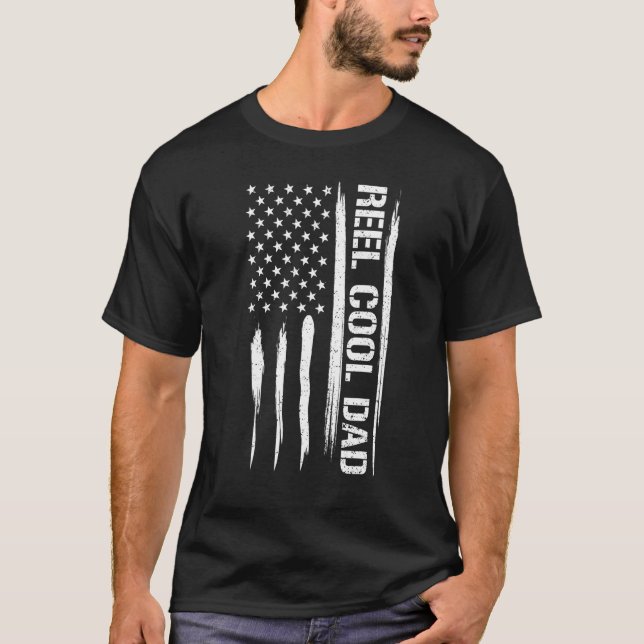 Fishing Reel Cool Dad - American Flag Sayings_1 T-Shirt (Vorderseite)