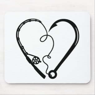 FISHING ROD HEART HOOK MOUSEPAD