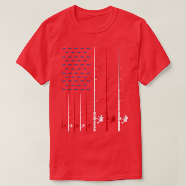 Fishing Rods American Flag 928  T-Shirt (Design vorne)