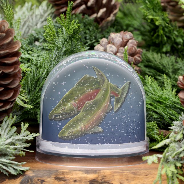 Fishing Snow Globe Custom Coho Salmon Snow Globe (Hiver)