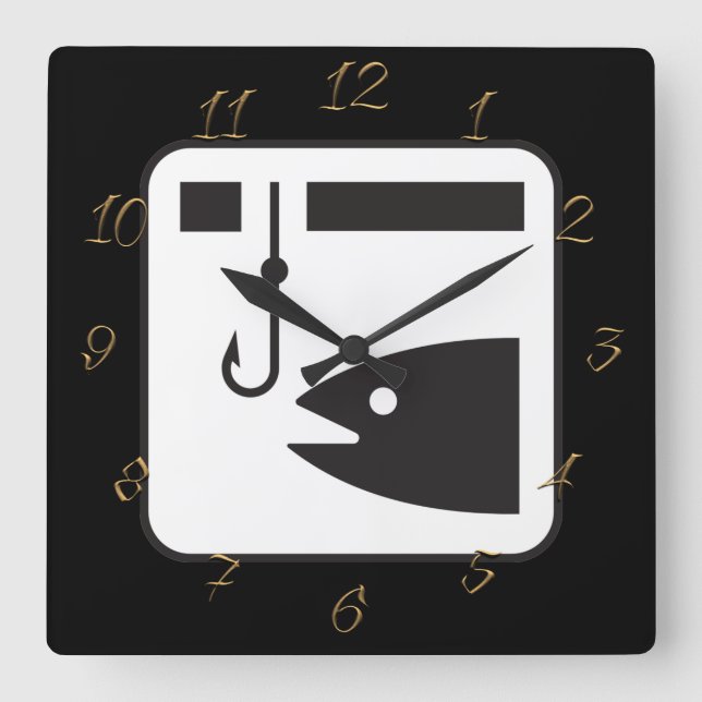 Fishing Store Quadratische Wanduhr (Vorderseite)