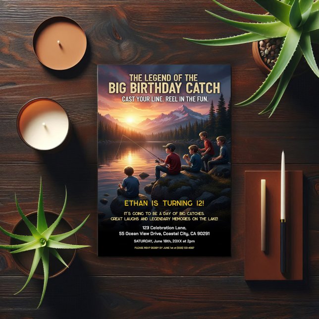 Fishing Themed Birthday Party Einladung (Von Creator hochgeladen)