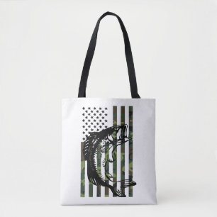 Fishing Tshirt Camouflage USA Flagge für Bass Fish Tasche