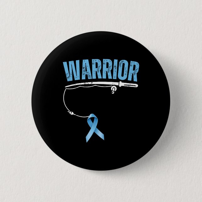 Fishing Warrior Prostatakrebs Angler Hellblau Button (Vorderseite)