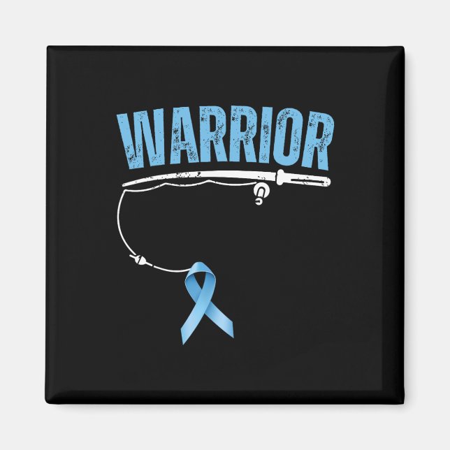 Fishing Warrior Prostatakrebs Angler Hellblau Magnet (Vorne)