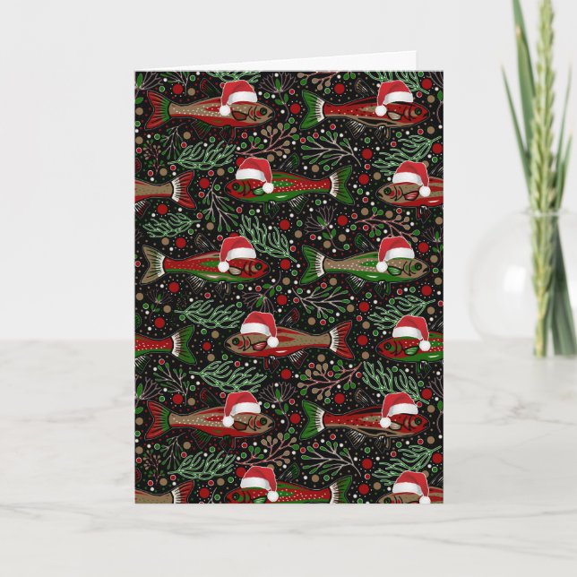 Fishing You a Merry Christmas Red Green Trout Karte (Vorderseite)
