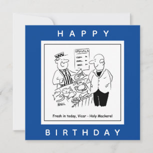 Fishmonger bietet Vicar Holy Mackerel Cartoon Karte