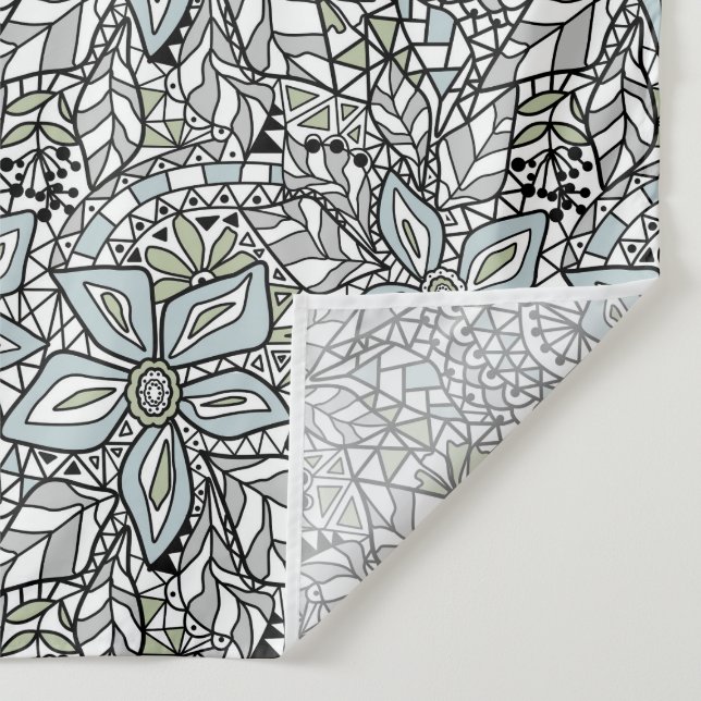 Fishnet lace floral pattern white pink black wandteppich (Detail)