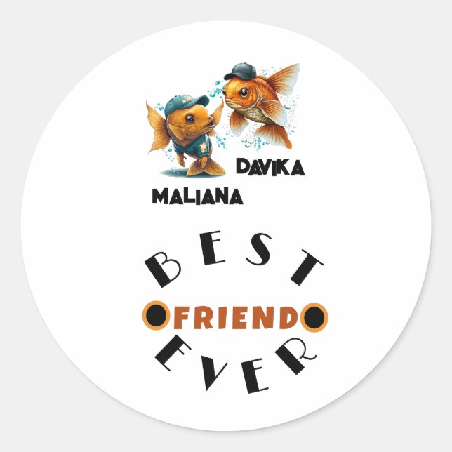 Fishy Best Friend Forever Besties Runder Aufkleber (Vorderseite)