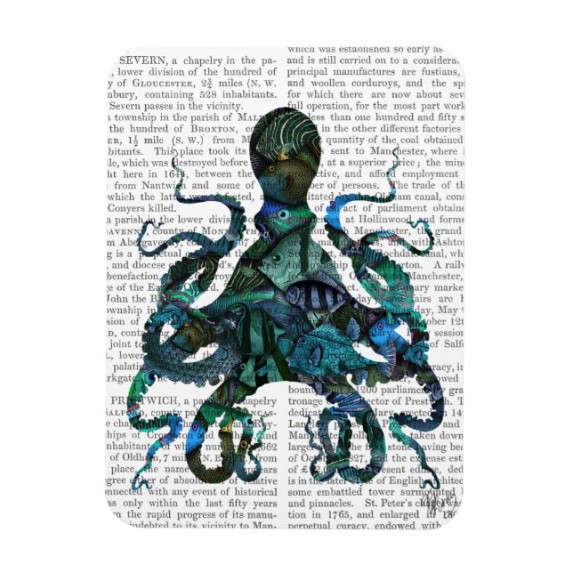 Fishy Blue Octopus Magnet (Vertikal)
