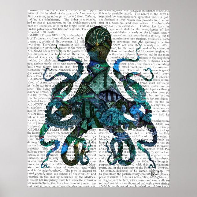 Fishy Blue Octopus Poster (Vorne)