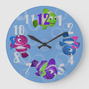 FiShY (mehrfarbig) Große Wanduhr