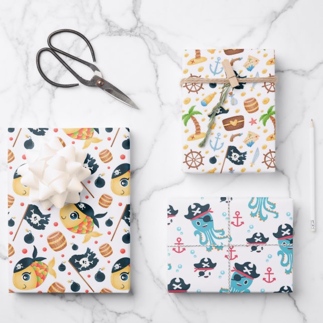 Fishy Pirate Pack Packpapier Geschenkpapier Set (Vorderseite)