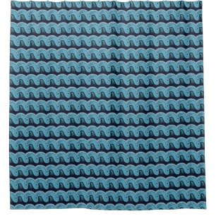 Fishy Waves Blue Pattern Duschvorhang
