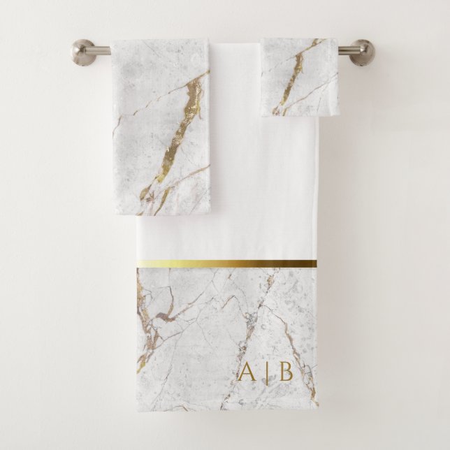 Fissures en marbre blanc et or | Monogramme (En situation)