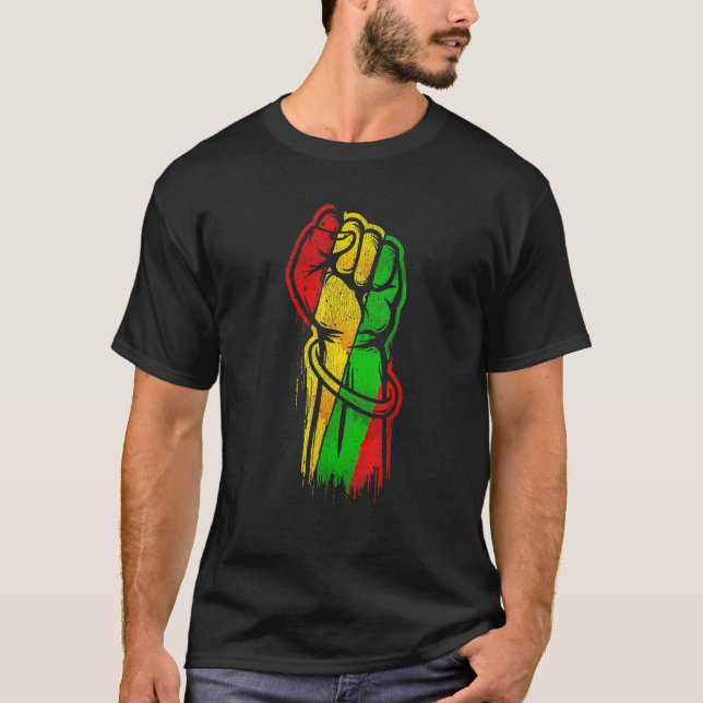 Fist Hand Black History Month Afro African Pride M T-Shirt (Vorderseite)