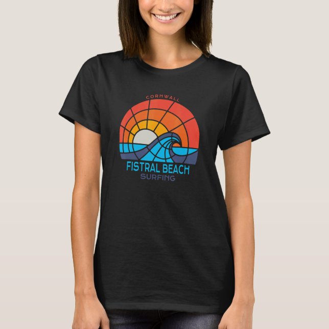 Fistral Beach  Cornwall  Surfing Beach T-Shirt (Vorderseite)