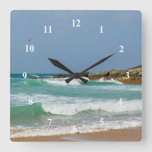 Fistral Strand Newquay Cornwall England Quadratische Wanduhr