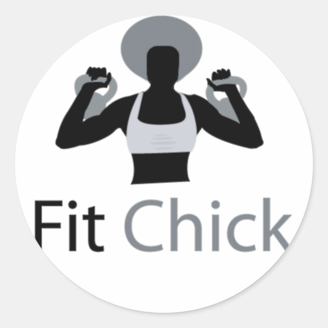 Fit Chick mit Afro halten Kettlebells Runder Aufkleber (Vorderseite)