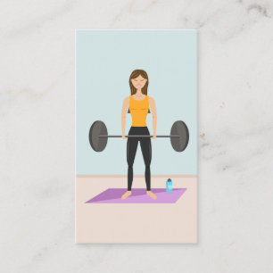 Fit Girl Deadlifting Illustration Personal Trainer Visitenkarte