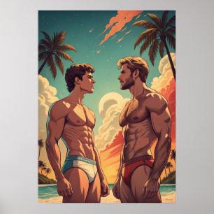 Fit Jungs am Strand Poster