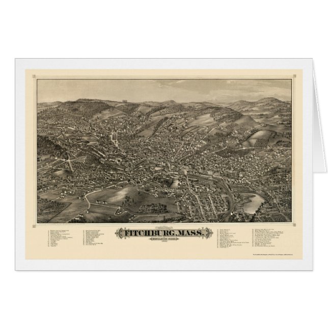 Fitchburg, carte panoramique de mA - 1882 (Devant horizontal)