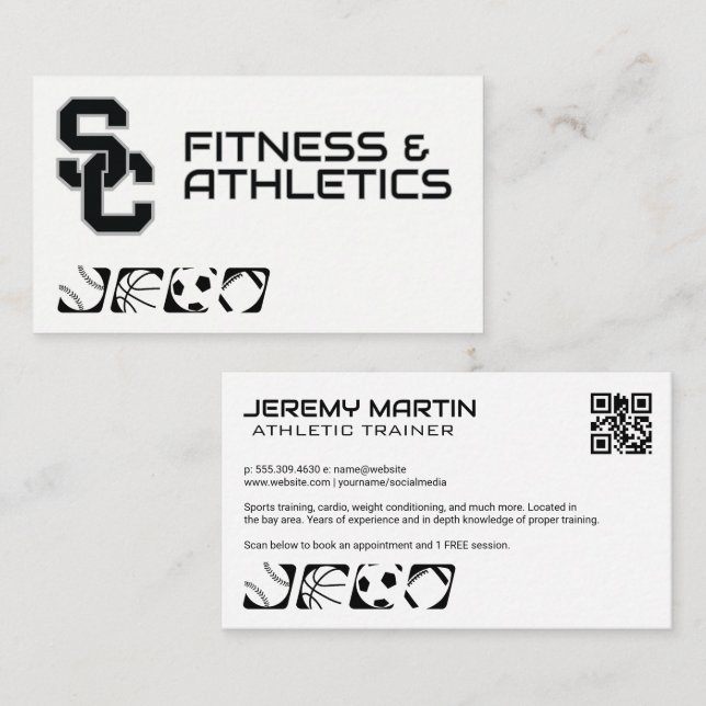 Fitness Athletics Business Card Visitenkarte (Vorne/Hinten)