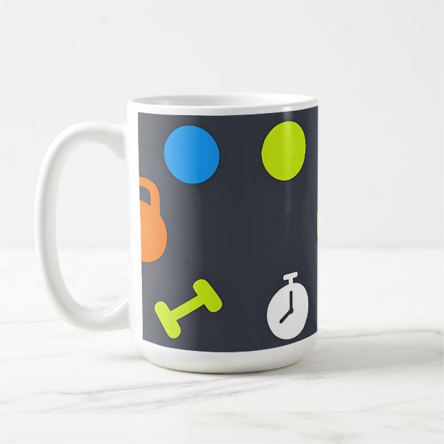 Fitness-Ausrüstung Workout-Muster Kaffeetasse (Links)