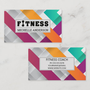 Fitness-Barbell-Logo Farbenfrohe Überschneidunge Visitenkarte